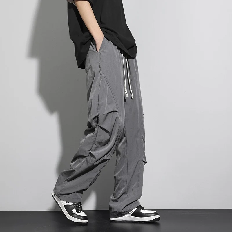 Herren Utility-Cargo-Loungehose mit Tunnelzugbund, Mehrfachtaschen & weitem Bein Drune