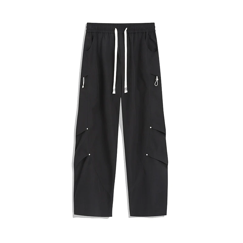 Herren Utility-Cargo-Loungehose mit Tunnelzugbund, Mehrfachtaschen & weitem Bein Drune