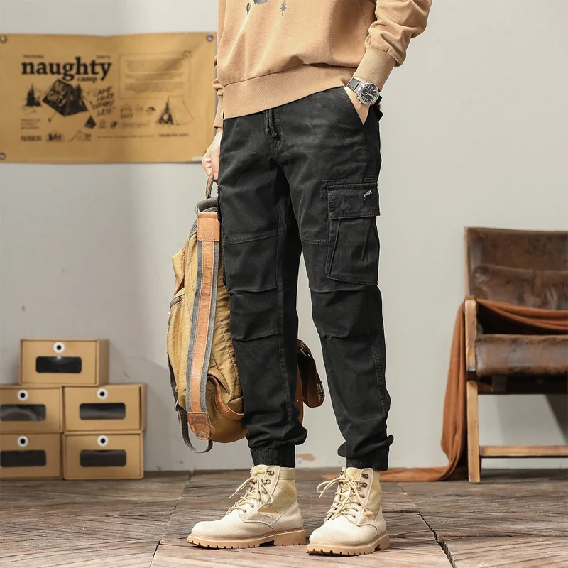 Herren Utility-Cargo-Jogginghose mit Tunnelzug, Multifunktionstaschen und elastischen Bündchen Drune
