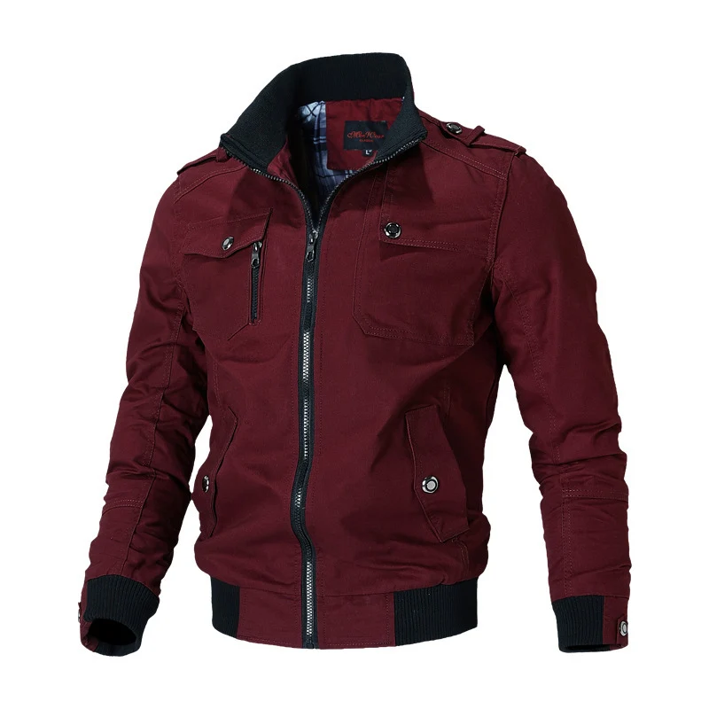 Herren Utility-Bomberjacke mit Stehkragen, Rippbündchen & Multifunktionstaschen Drune