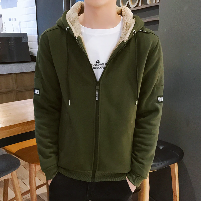 Herren Urbaner Zip‑Hoody mit Teddyfutter, Stehkragen‑Kapuze & gerippten Bündchen Drune