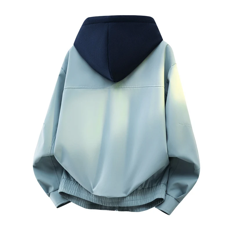 Herren Urbaner Layering-Bomber mit kontrastierender Kapuzen-Innenjacke und Reißverschlusstaschen Drune