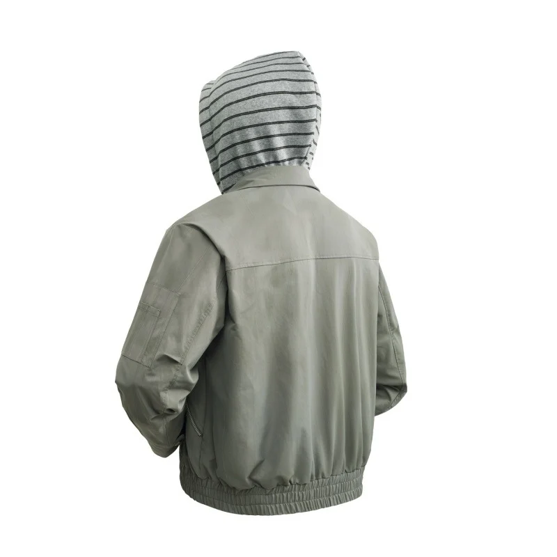 Herren Urbaner Bomberjacke im Layer‑Look mit integrierter gestreifter Kapuze Drune