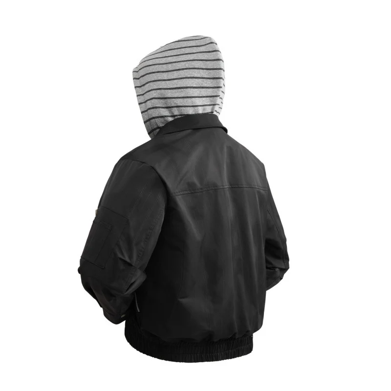 Herren Urbaner Bomberjacke im Layer‑Look mit integrierter gestreifter Kapuze Drune
