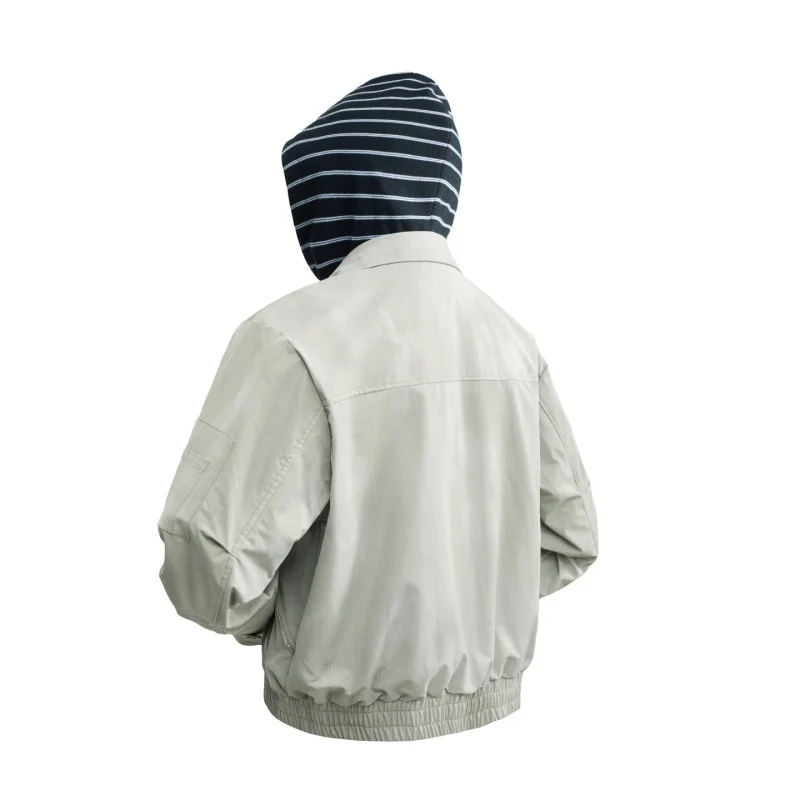 Herren Urbaner Bomberjacke im Layer‑Look mit integrierter gestreifter Kapuze Drune
