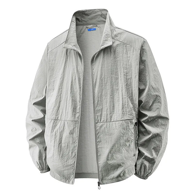 Herren Ultraleichte winddichte Übergangsjacke mit Stehkragen und kompakter Packfunktion Drune