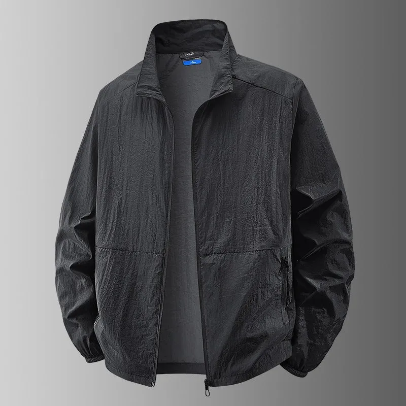 Herren Ultraleichte winddichte Übergangsjacke mit Stehkragen und kompakter Packfunktion Drune