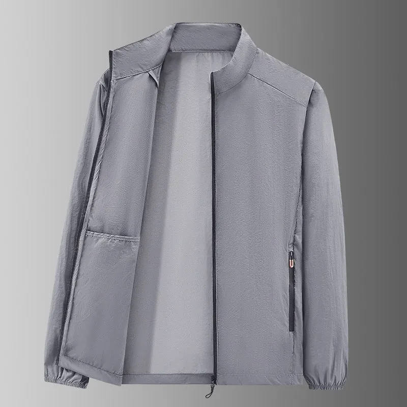 Herren Ultraleichte packbare Windjacke mit Innenfach, Stehkragen & Reißverschlusstaschen Drune