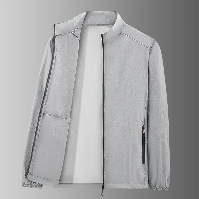 Herren Ultraleichte packbare Windjacke mit Innenfach, Stehkragen & Reißverschlusstaschen Drune