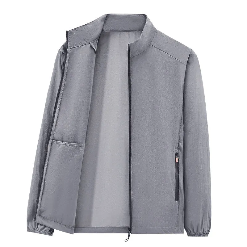 Herren Ultraleichte packbare Windjacke mit Innenfach, Stehkragen & Reißverschlusstaschen Drune