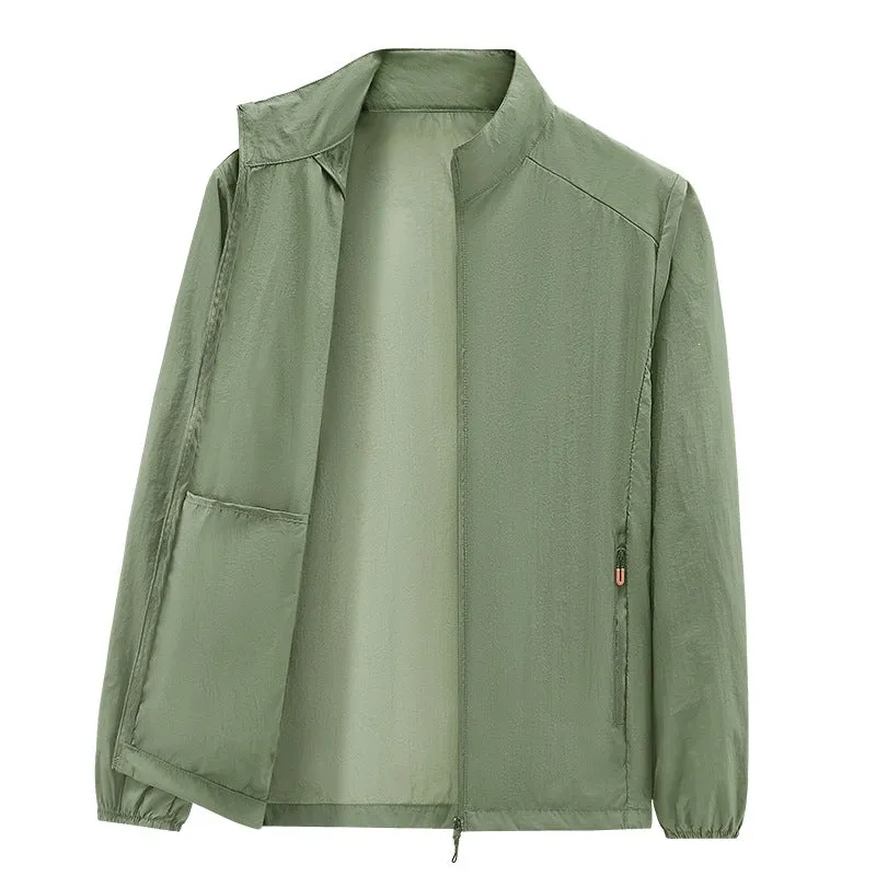 Herren Ultraleichte packbare Windjacke mit Innenfach, Stehkragen & Reißverschlusstaschen Drune