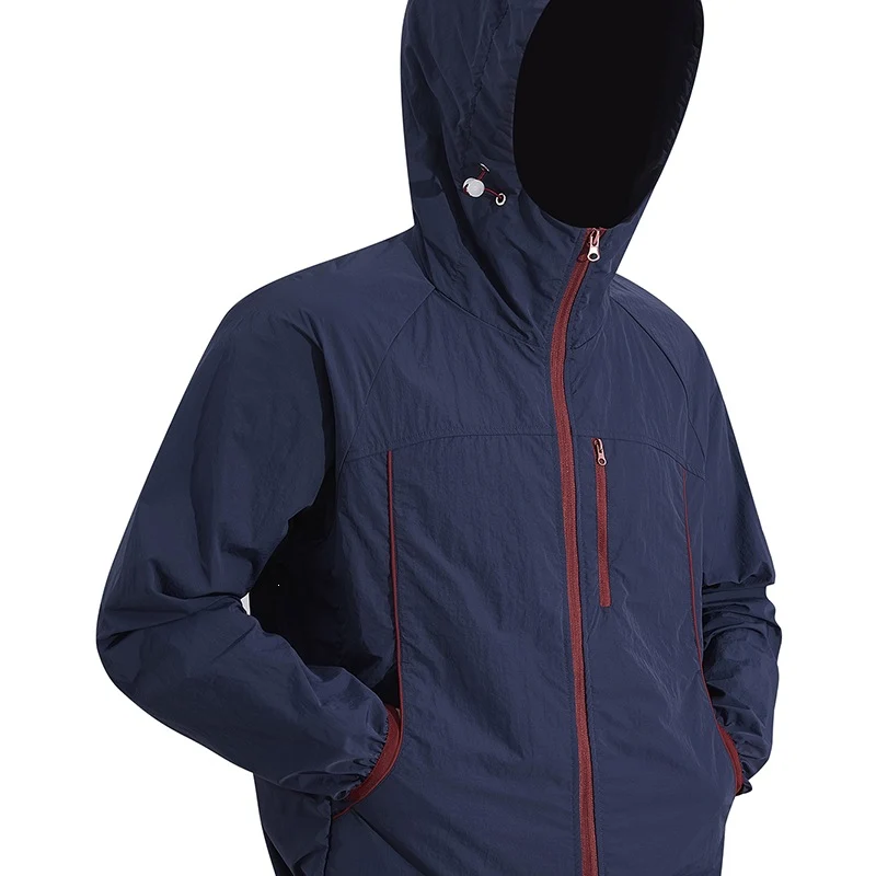 Herren Ultraleichte Kapuzenwindjacke aus Ripstop mit verstellbarem Saum & Brustreißverschluss Drune