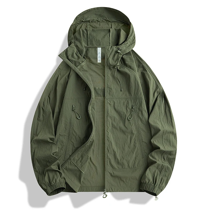 Herren Ultraleichte Kapuzen‑Windjacke mit Packfunktion, Meshfutter & Reißverschlusstaschen Drune