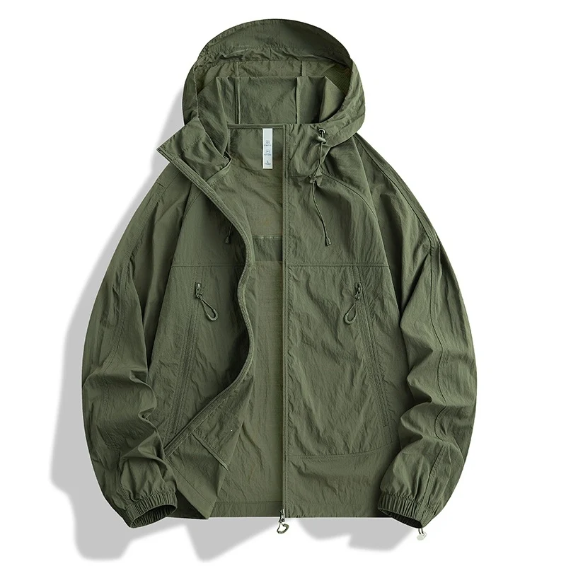 Herren Ultraleichte Kapuzen‑Windjacke mit Packfunktion, Meshfutter & Reißverschlusstaschen Drune