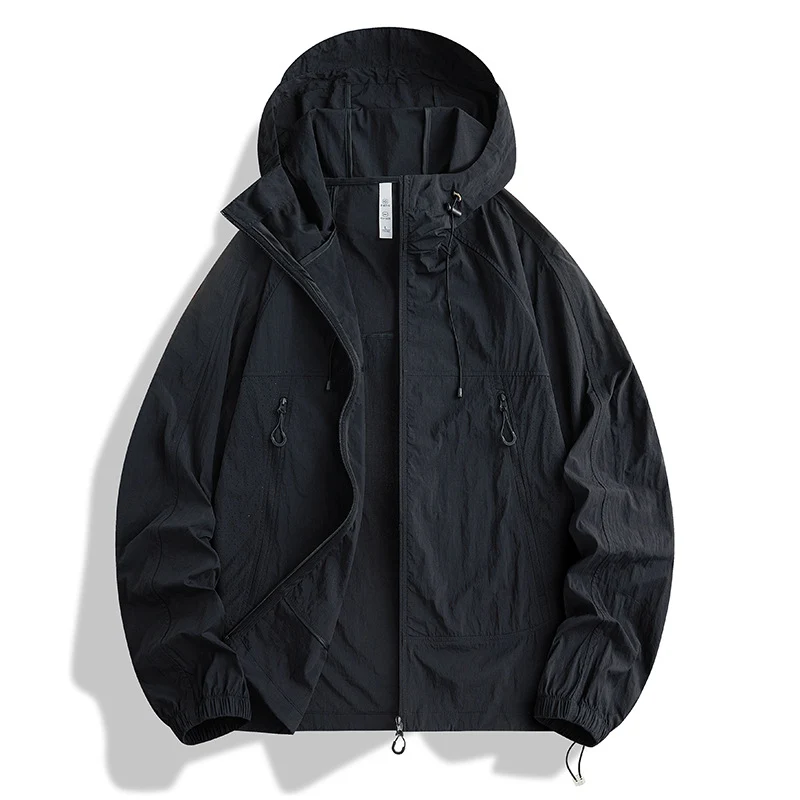 Herren Ultraleichte Kapuzen‑Windjacke mit Packfunktion, Meshfutter & Reißverschlusstaschen Drune