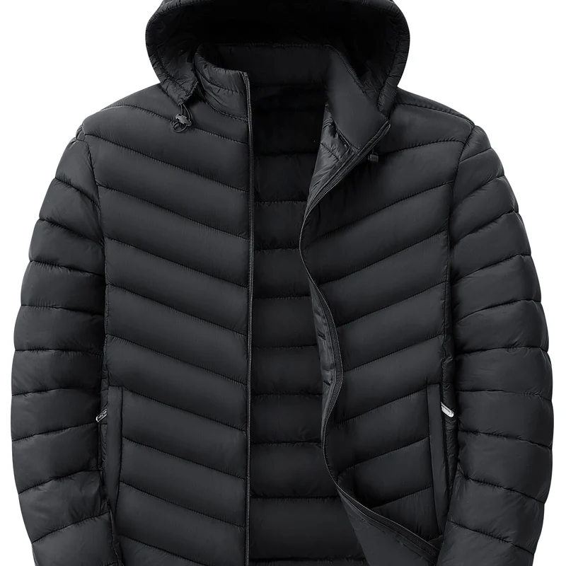 Herren Ultraleichte gesteppte Kapuzenjacke mit Thermofüllung & Packable‑Design Drune