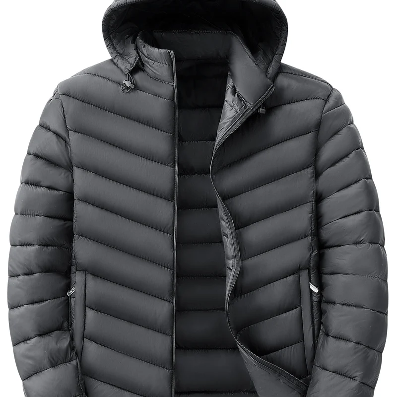 Herren Ultraleichte gesteppte Kapuzenjacke mit Thermofüllung & Packable‑Design Drune