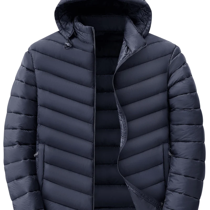 Herren Ultraleichte gesteppte Kapuzenjacke mit Thermofüllung & Packable‑Design Drune
