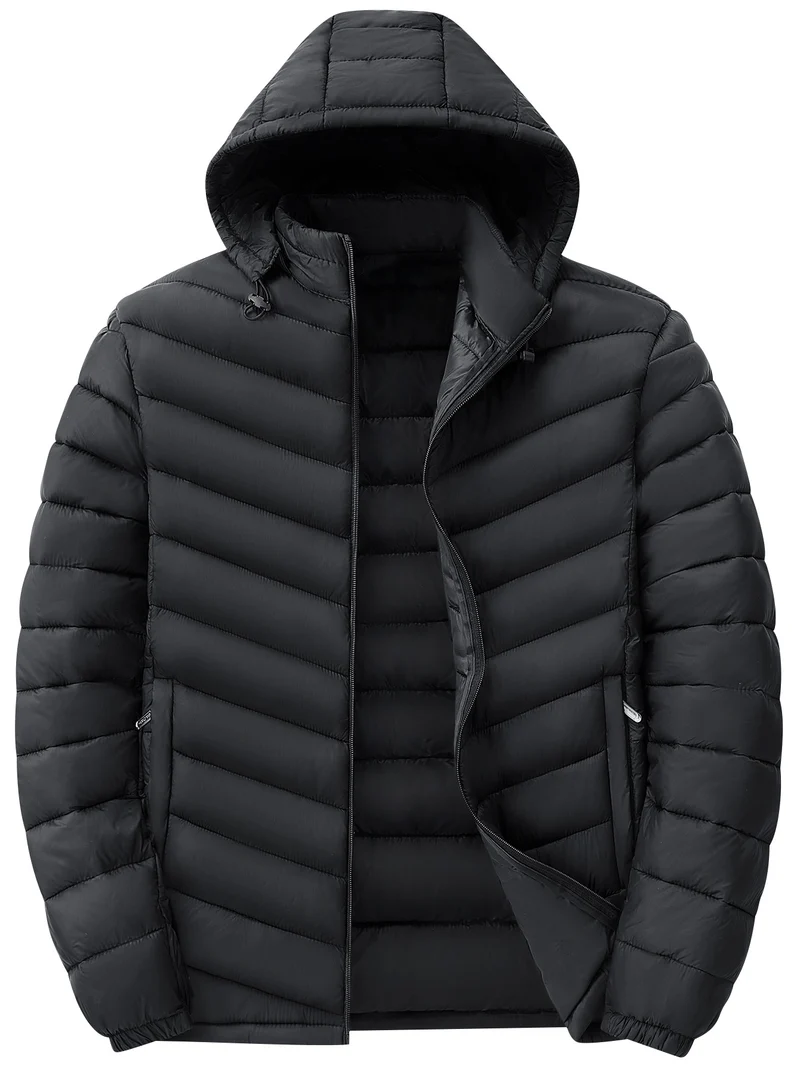 Herren Ultraleichte gesteppte Kapuzenjacke mit Thermofüllung & Packable‑Design Drune