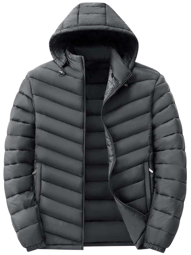 Herren Ultraleichte gesteppte Kapuzenjacke mit Thermofüllung & Packable‑Design Drune