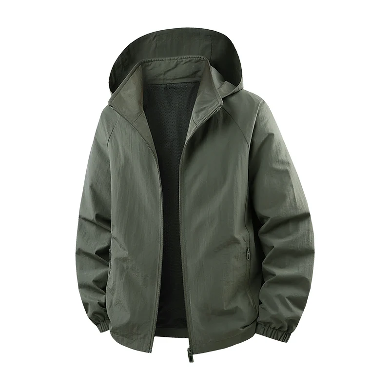Herren Ultraleichte atmungsaktive Kapuzen‑Übergangsjacke mit Meshfutter und wasserabweisender Microripstop‑Hülle Drune