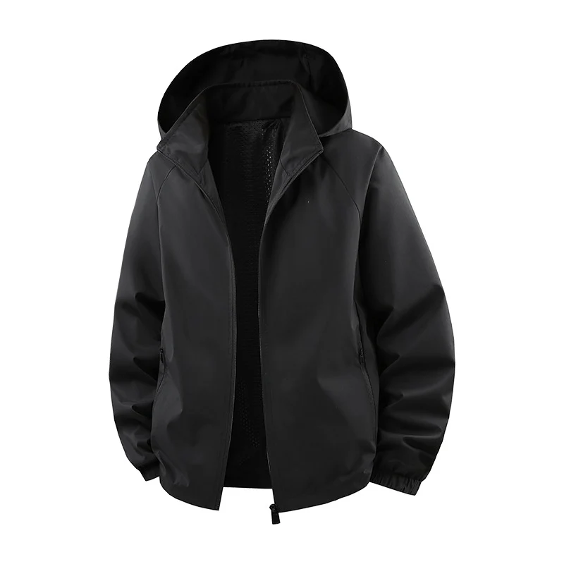 Herren Ultraleichte atmungsaktive Kapuzen‑Übergangsjacke mit Meshfutter und wasserabweisender Microripstop‑Hülle Drune