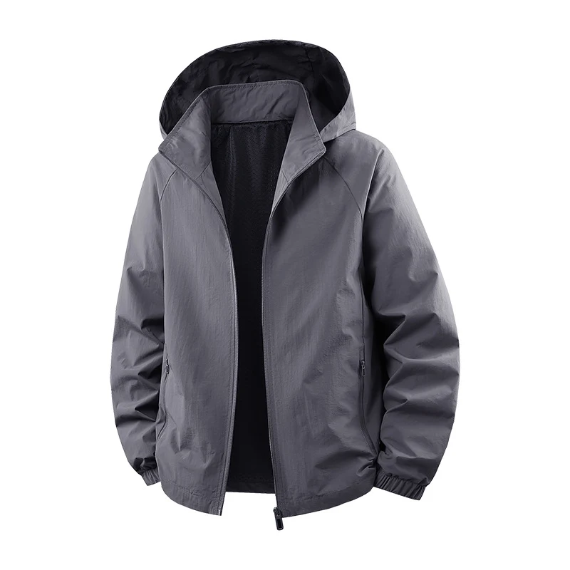 Herren Ultraleichte atmungsaktive Kapuzen‑Übergangsjacke mit Meshfutter und wasserabweisender Microripstop‑Hülle Drune