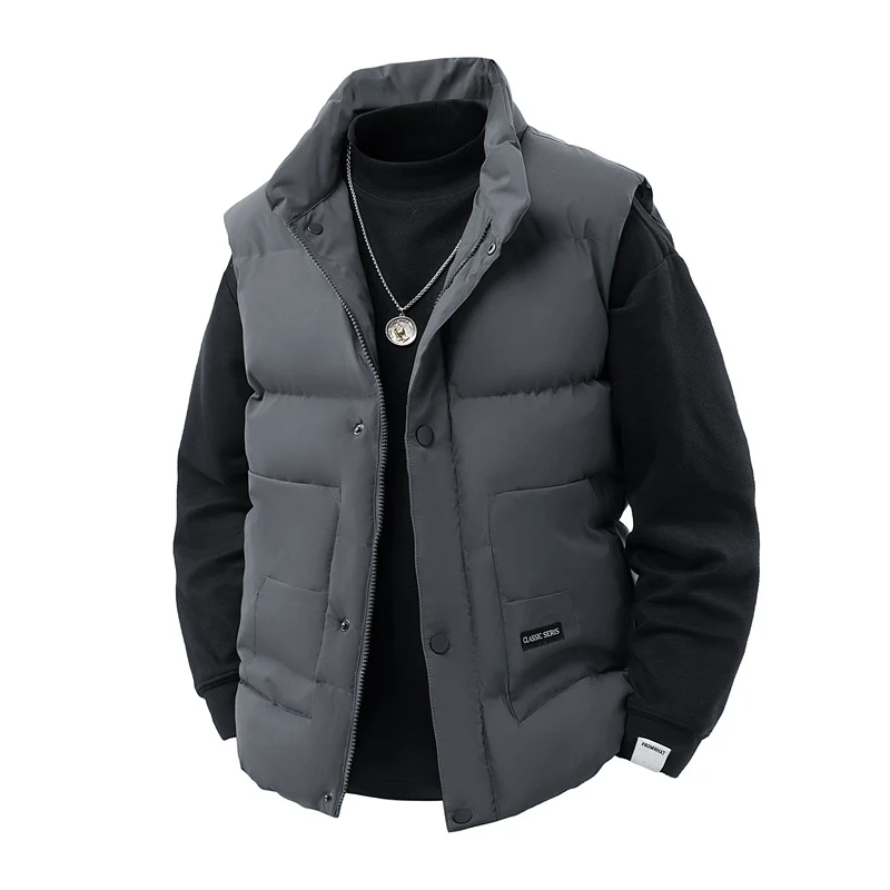 Herren Thermo‑Steppweste mit hoher Kragenblende, Druckknopf‑Front & aufgesetzten Utility‑Taschen Drune