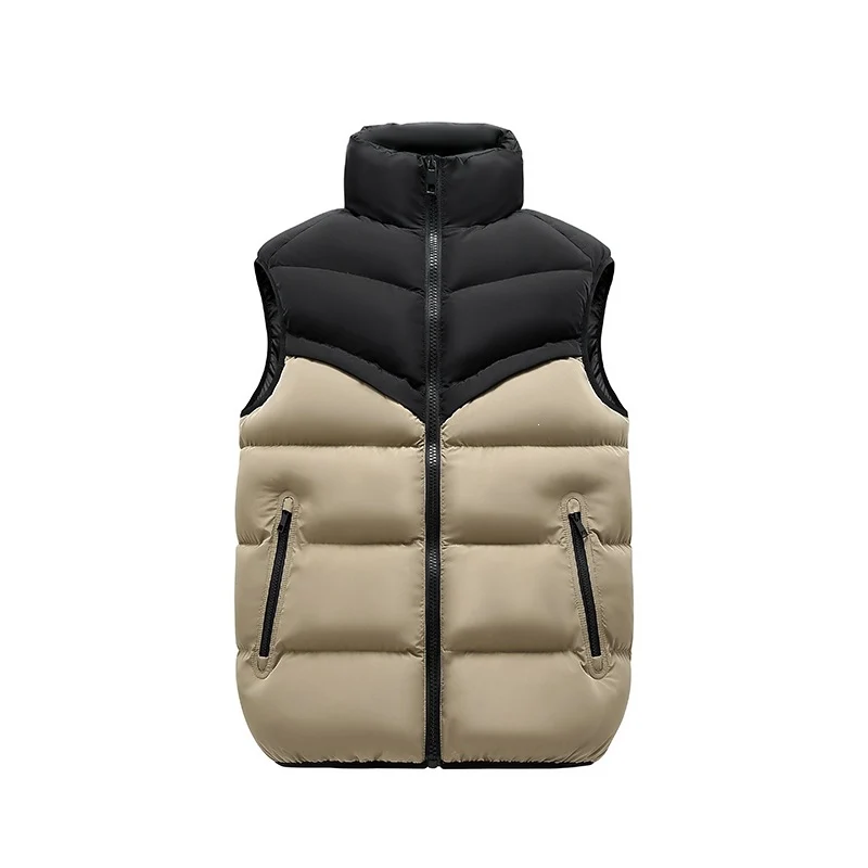 Herren Thermo-Steppweste mit hohem Stehkragen, Farbblock‑Design & Reißverschlusstaschen Drune