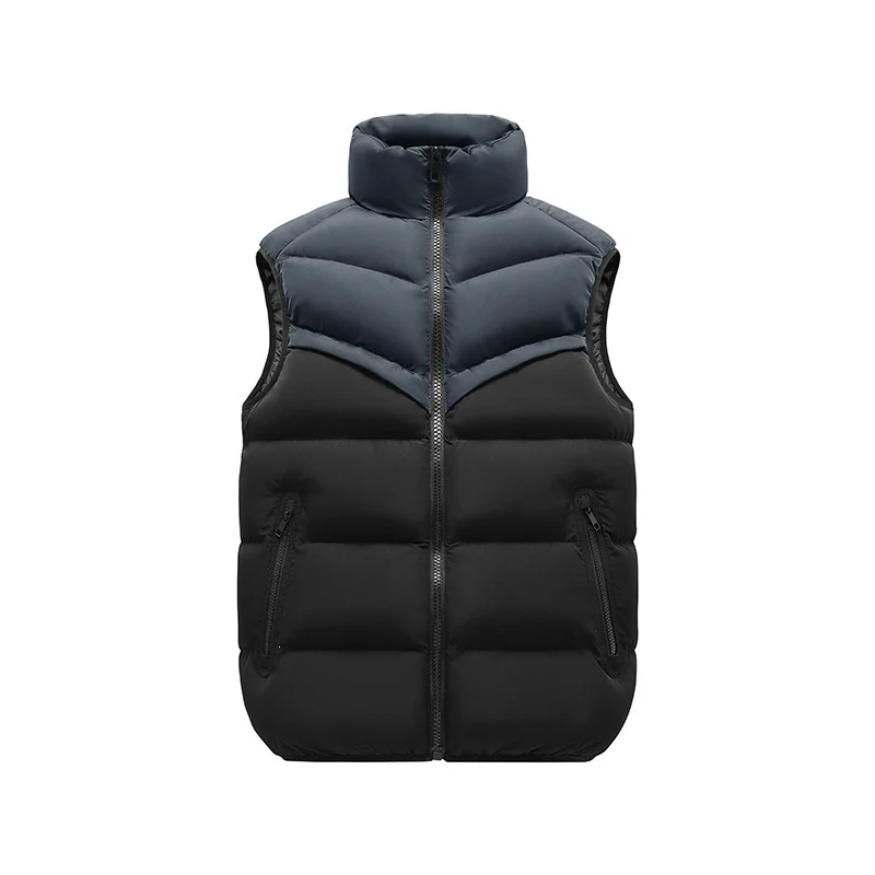 Herren Thermo-Steppweste mit hohem Stehkragen, Farbblock‑Design & Reißverschlusstaschen Drune