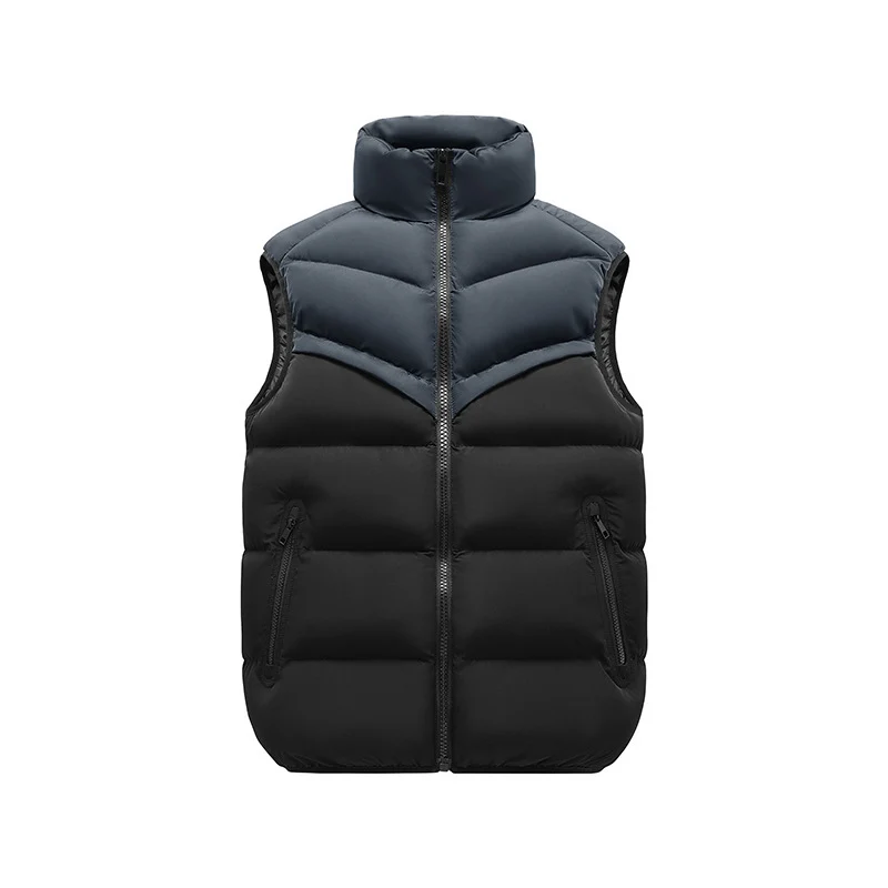 Herren Thermo-Steppweste mit hohem Stehkragen, Farbblock‑Design & Reißverschlusstaschen Drune