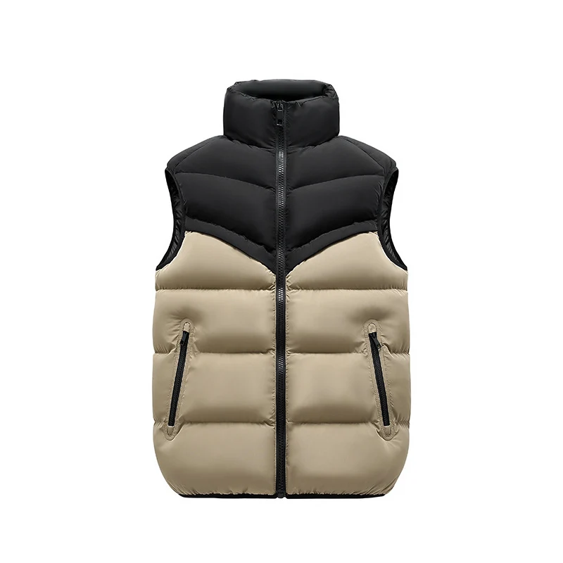 Herren Thermo-Steppweste mit hohem Stehkragen, Farbblock‑Design & Reißverschlusstaschen Drune