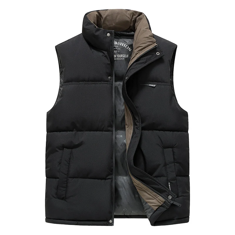 Herren Thermo-Pufferweste mit verstärktem Kragen, Zweifachverschluss & Futter mit Logo-Print Drune
