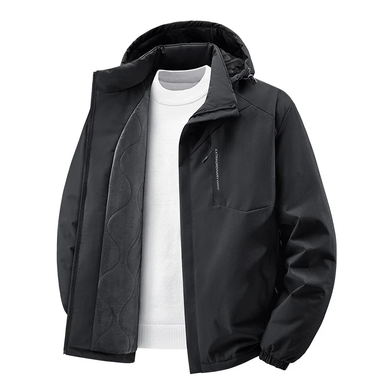Herren Thermo-Outdoorjacke mit gesteppter Fleece-Innenlage, wind- und wasserabweisender Hülle & Kapuze Drune