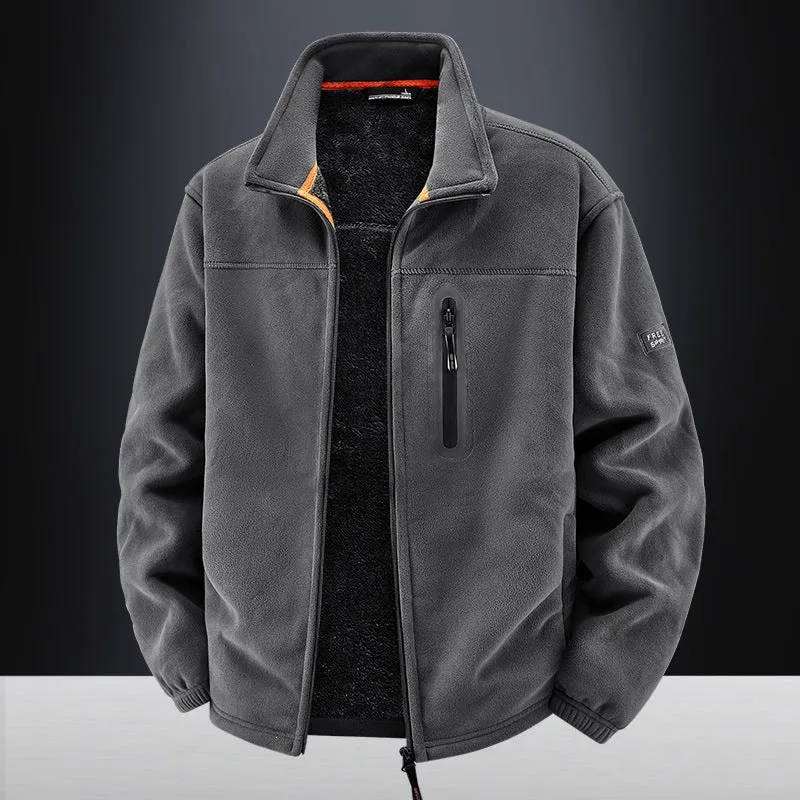 Herren Thermo-Fleece-Outdoorjacke mit Teddy-Innenfutter, Brustreißverschluss & windabweisender Oberfläche Drune