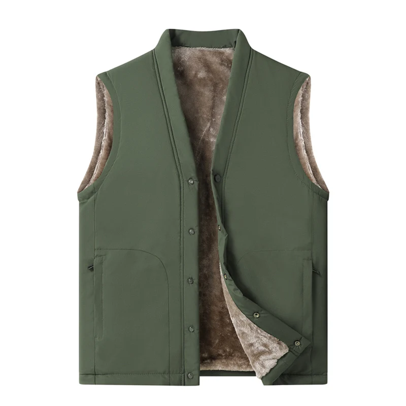 Herren Thermische Steppweste mit Kunstfell-Innenfutter, Druckknopfblende & verdeckten Eingrifftaschen Drune