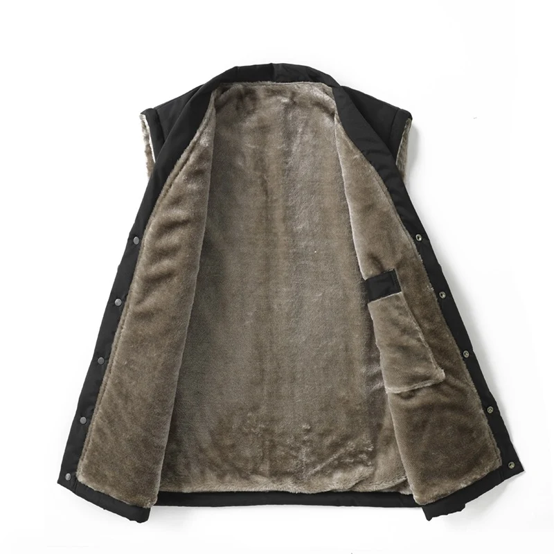 Herren Thermische Steppweste mit Kunstfell-Innenfutter, Druckknopfblende & verdeckten Eingrifftaschen Drune
