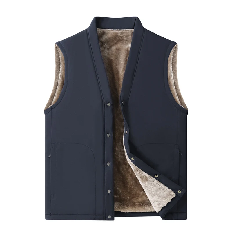 Herren Thermische Steppweste mit Kunstfell-Innenfutter, Druckknopfblende & verdeckten Eingrifftaschen Drune