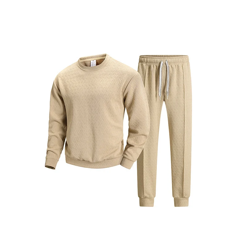 Herren Texturiertes Lounge-Trainingsset mit Rundhals-Sweatshirt & konischer Jogginghose Drune