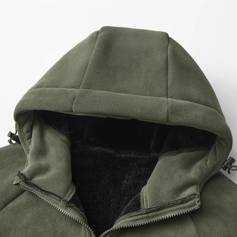 Herren Teddygefütterte Fleece‑Kapuzenjacke mit Thermofutter, durchgehendem Reißverschluss & Eingrifftaschen Drune