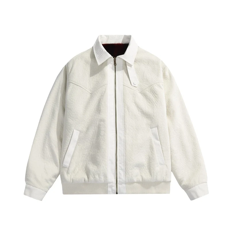 Herren Teddy-Fleece-Boxy-Jacke mit Hemdkragen, durchgehendem Metallreißverschluss & geripptem Saum Drune