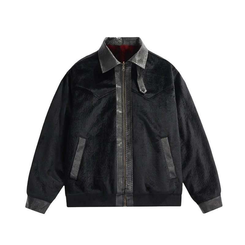 Herren Teddy-Fleece-Boxy-Jacke mit Hemdkragen, durchgehendem Metallreißverschluss & geripptem Saum Drune