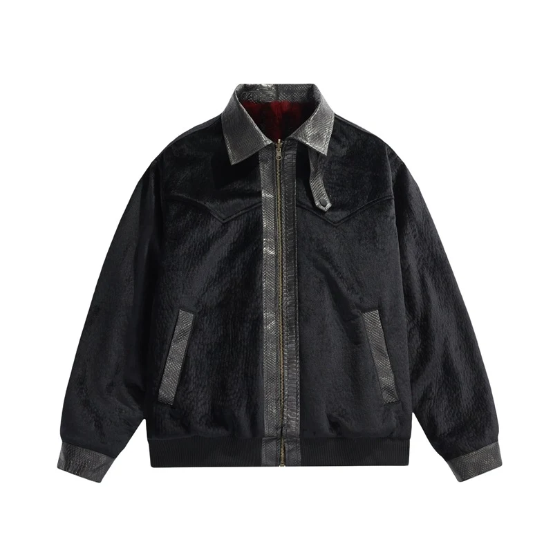 Herren Teddy-Fleece-Boxy-Jacke mit Hemdkragen, durchgehendem Metallreißverschluss & geripptem Saum Drune