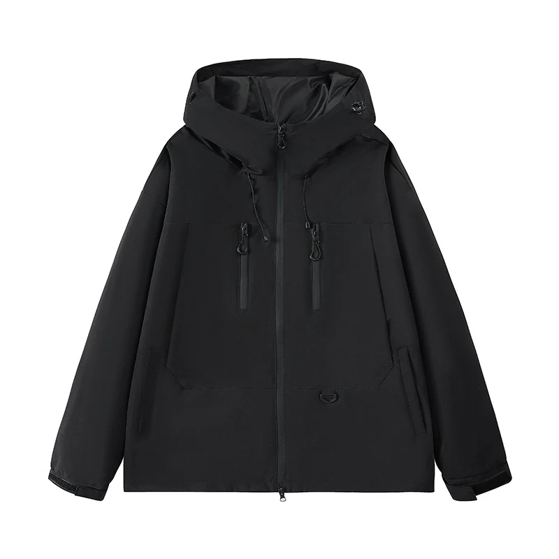 Herren Technische wasserabweisende Kapuzen‑Übergangsjacke mit getapten Reißverschlüssen & Utility‑Taschen Drune