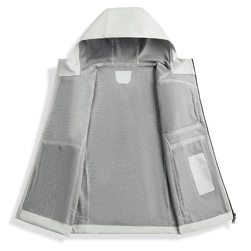Herren Technische Softshell‑Regenjacke mit wasserdichter Membran, verschweißten Nähten & Kapuze Drune