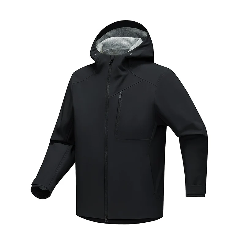 Herren Technische Softshell‑Regenjacke mit wasserdichter Membran, verschweißten Nähten & Kapuze Drune