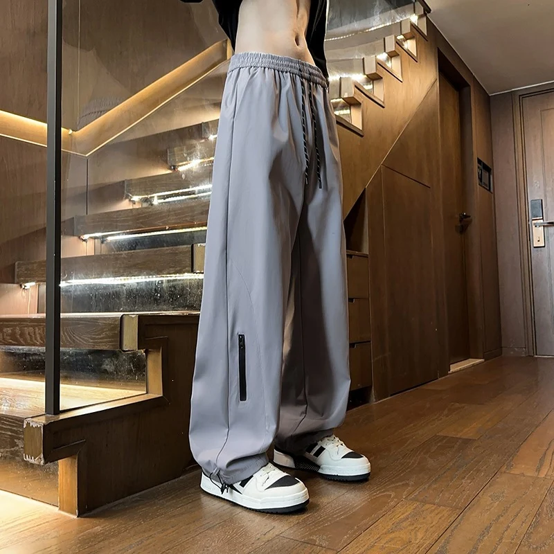 Herren Technische Oversize-Cargo-Hose mit Zip‑Beintaschen & Kordelbund Drune