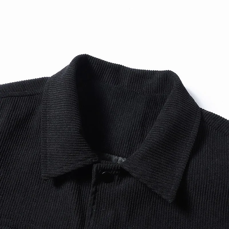 Herren Strukturierte Overshirt-Jacke mit wattierter Innenfütterung und Druckknopfblende Drune