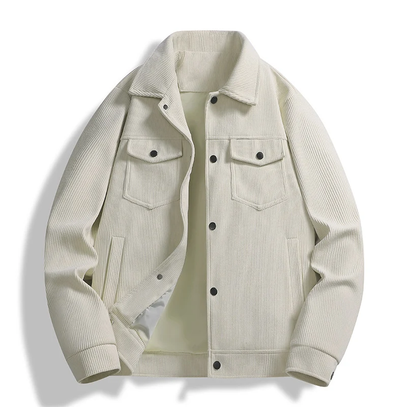Herren Strukturierte Overshirt-Jacke mit wattierter Innenfütterung und Druckknopfblende Drune