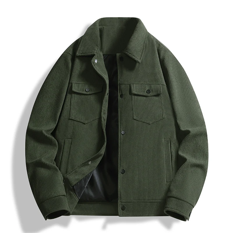 Herren Strukturierte Overshirt-Jacke mit wattierter Innenfütterung und Druckknopfblende Drune